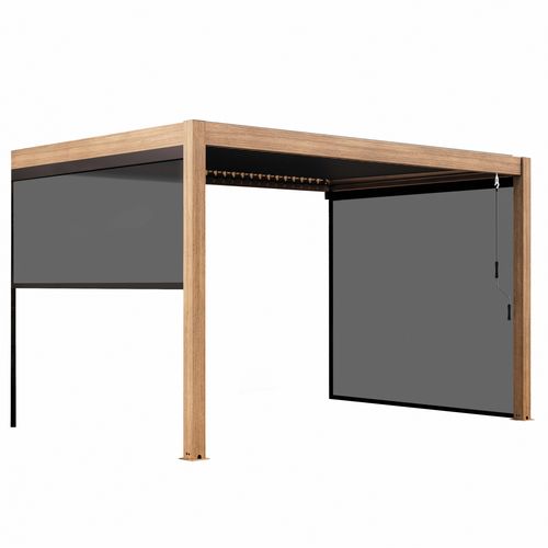Pergola Bioclimatique Adossée 3x4m Et 2 Stores Bois Gris Oia