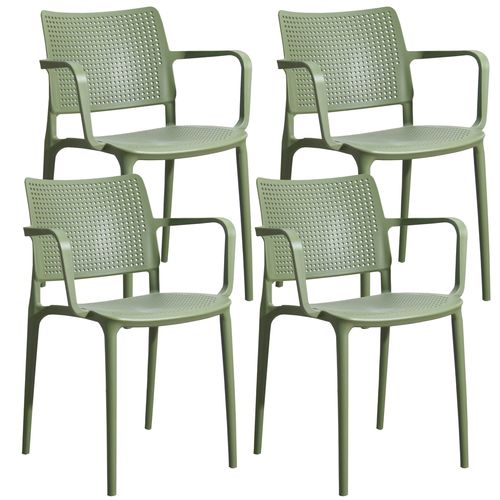 Lot De 4 Chaises De Terrasse En Plastique Vert Cactus