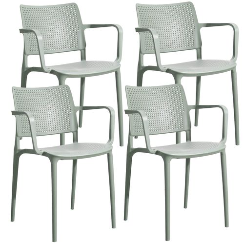 Lot De 4 Chaises De Terrasse En Plastique Vert Sauge