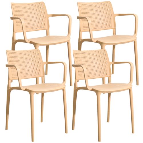 Lot De 4 Chaises De Terrasse En Plastique Jaune Clair Riga