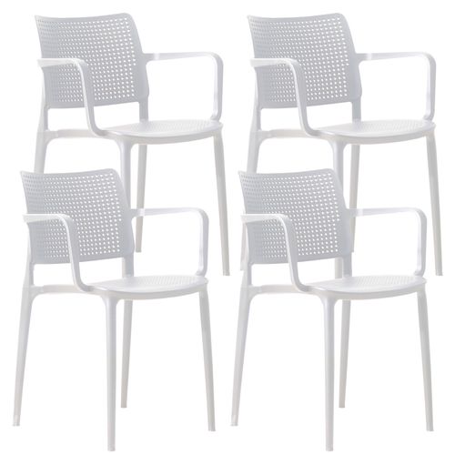 Lot De 4 Chaises De Terrasse En Plastique Blanc