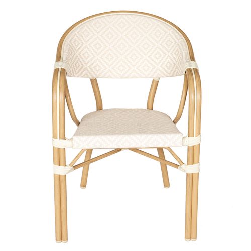 Chaise De Terrasse Style Parisien Aluminium Et Rotin Synthétique Beige