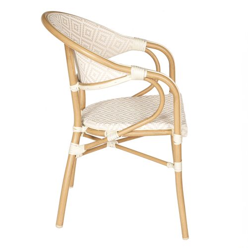 Chaise De Terrasse Style Parisien Aluminium Et Rotin Synthétique Beige