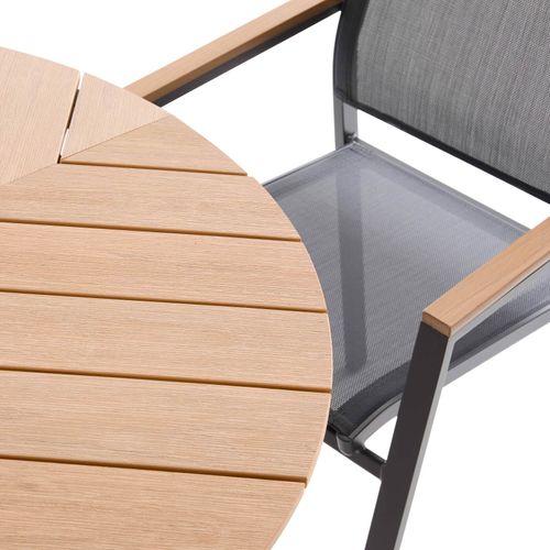 Ensemble Table Extensible 180/220 Cm Et 8 Chaises De Jardin Effet Bois