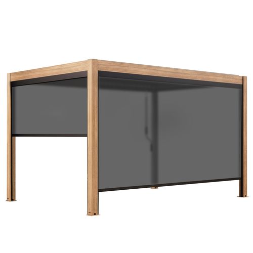 Pergola Bioclimatique Autoportée 3x4 M Et 2 Stores Bois Gris Athenes