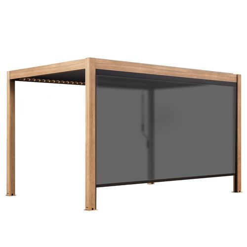 Pergola Bioclimatique Autoportée 3x4 M Et 1 Store Bois Gris Athenes