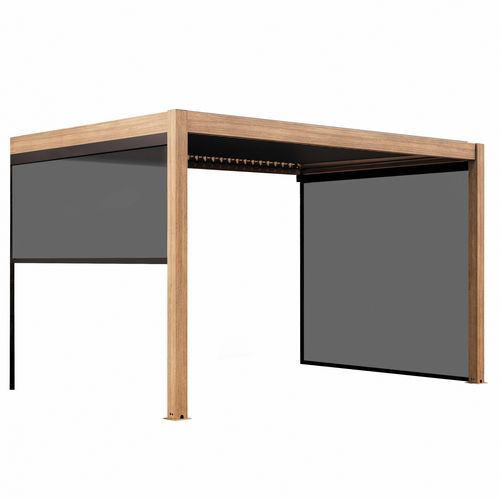 Pergola Bioclimatique Adossée Et Motorisée Éclairée 3x4m Et 2 Stores