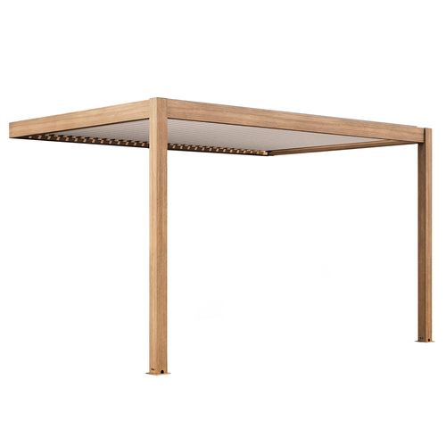 Pergola Bioclimatique Adossée 3x4m Avec 1 Store Bois Blanc Thebes