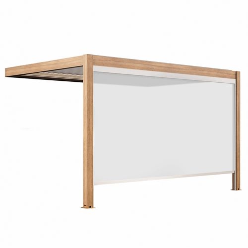 Pergola Bioclimatique Adossée 3x4m Avec 1 Store Bois Blanc Thebes