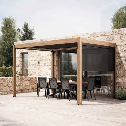 Pergola Bioclimatique Autoportée Et Motorisée Éclairée 3x4m Et 1 Store