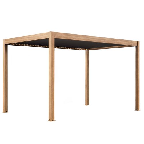 Pergola Bioclimatique Autoportée Motorisée Éclairée 3x4m Et 2 Stores