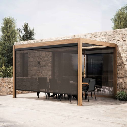 Pergola Bioclimatique Autoportée Et Motorisée Éclairée 3x4m Et 1 Store