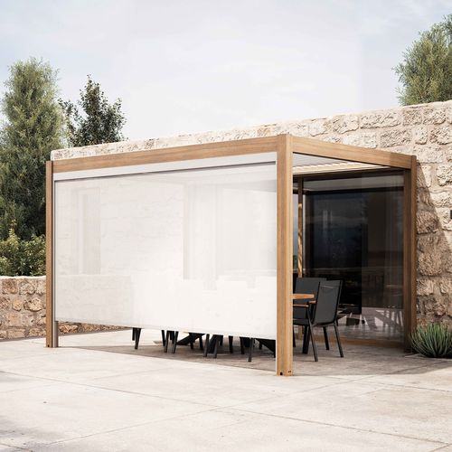 Pergola Bioclimatique Autoportée Motorisée Et Éclairée 3x4m Et 1 Store