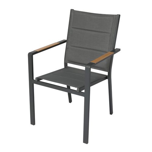 Lot De 2 Chaises De Jardin En Aluminium Et Textilène Gris