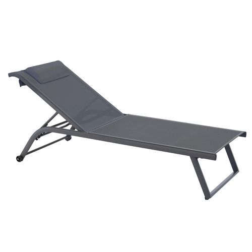 Lot De 2 Bains De Soleil Inclinable Avec Roues Gris