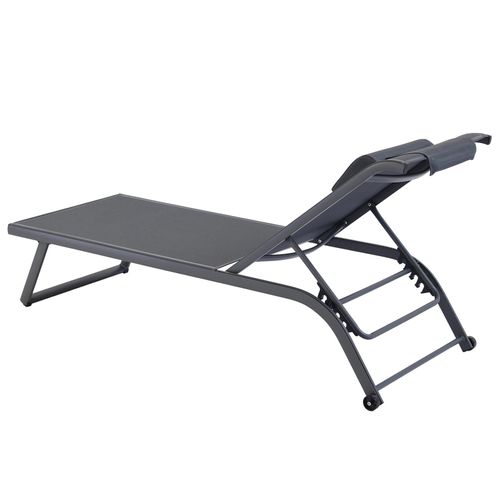Lot De 2 Bains De Soleil Inclinable Avec Roues Gris