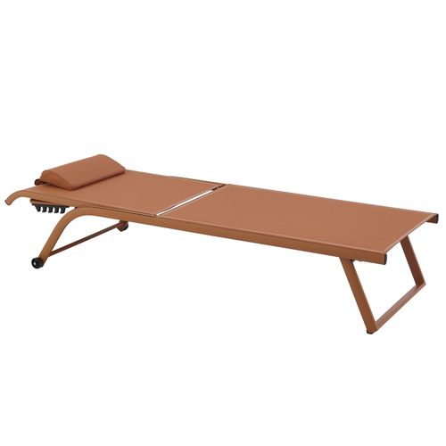 Lot De 2 Bains De Soleil Inclinable Avec Roues Terracotta