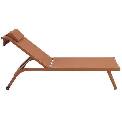 Lot De 2 Bains De Soleil Inclinable Avec Roues Terracotta