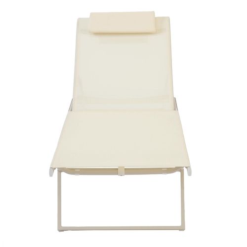 Lot De 2 Bains De Soleil Inclinable Avec Roues Ivoire