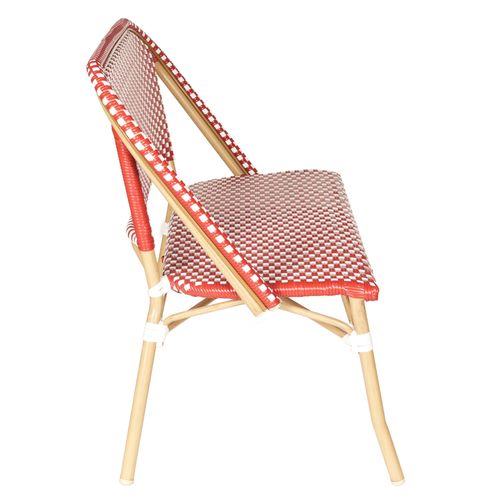 Banc De Jardin En Alumunium Et Rotin Synthétique Blanc Et Rouge