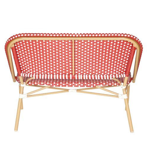 Banc De Jardin En Alumunium Et Rotin Synthétique Blanc Et Rouge