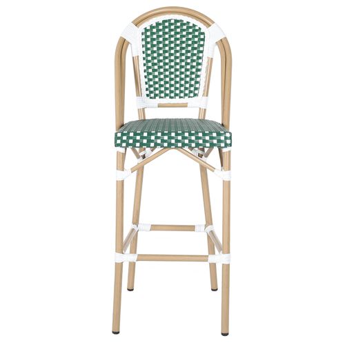 Chaise Haute De Jardin En Alumunium Et Rotin Synthétique Blanc Et Vert