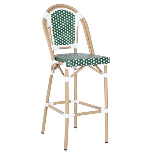 Chaise Haute De Jardin En Alumunium Et Rotin Synthétique Blanc Et Vert