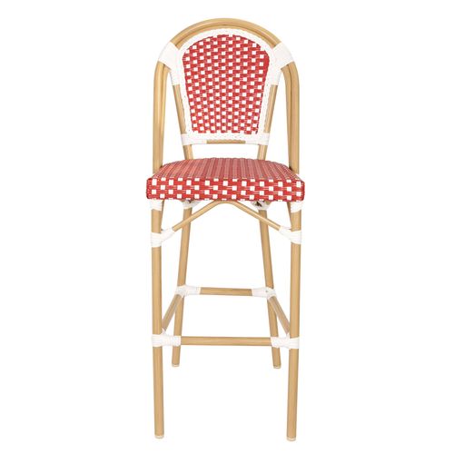 Chaise Haute De Jardin En Alumunium Et Rotin Synthétique Blanc + Rouge