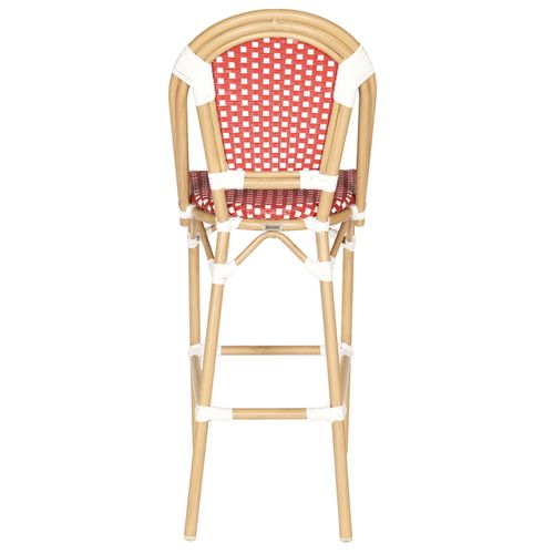 Chaise Haute De Jardin En Alumunium Et Rotin Synthétique Blanc + Rouge