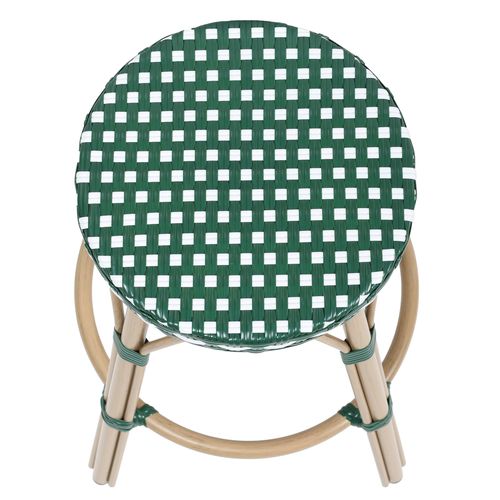 Tabouret Haut De Jardin En Aluminium Et Rotin Synthétique Blanc, Vert