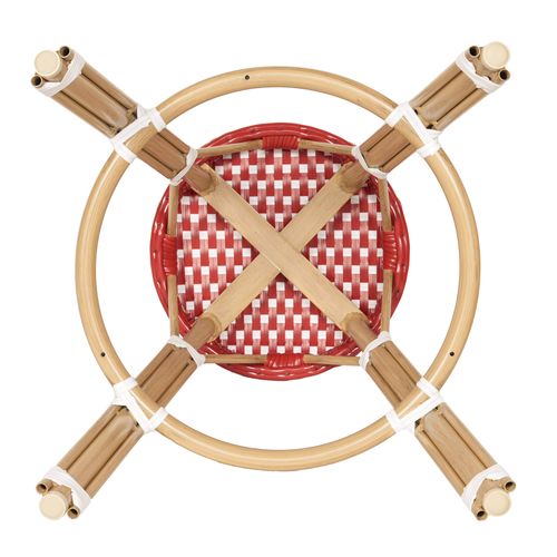 Tabouret Haut De Jardin En Aluminium Et Rotin Synthétique Blanc, Rouge