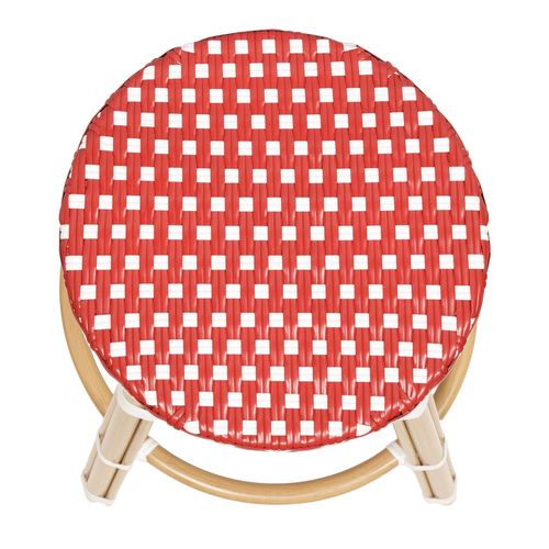 Tabouret Haut De Jardin En Aluminium Et Rotin Synthétique Blanc, Rouge