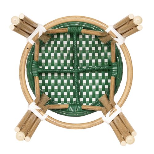 Tabouret De Jardin En Aluminium Et Rotin Synthétique Blanc Et Vert