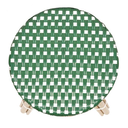 Tabouret De Jardin En Aluminium Et Rotin Synthétique Blanc Et Vert