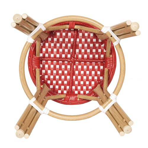 Tabouret De Jardin En Aluminium Et Rotin Synthétique Blanc Et Rouge