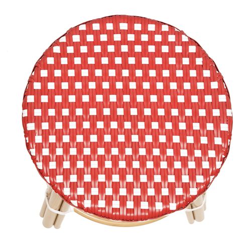 Tabouret De Jardin En Aluminium Et Rotin Synthétique Blanc Et Rouge