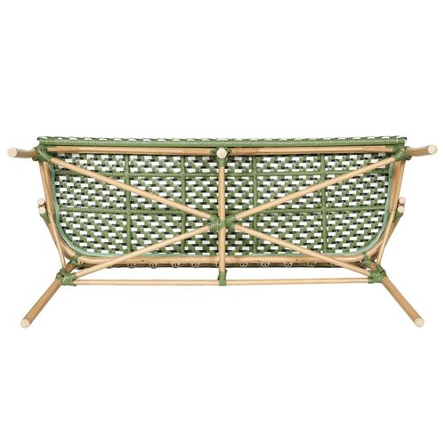 Banc De Jardin Style Parisien En Aluminium Et Rotin Synthétique Vert