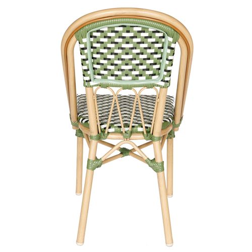 Chaise De Terrasse Style Parisien Aluminium Et Rotin Synthétique Vert