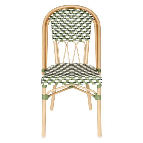 Chaise De Terrasse Style Parisien Aluminium Et Rotin Synthétique Vert