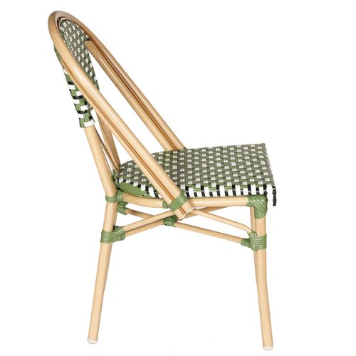 Chaise De Terrasse Style Parisien Aluminium Et Rotin Synthétique Vert