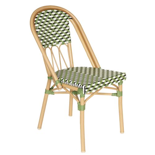 Chaise De Terrasse Style Parisien Aluminium Et Rotin Synthétique Vert