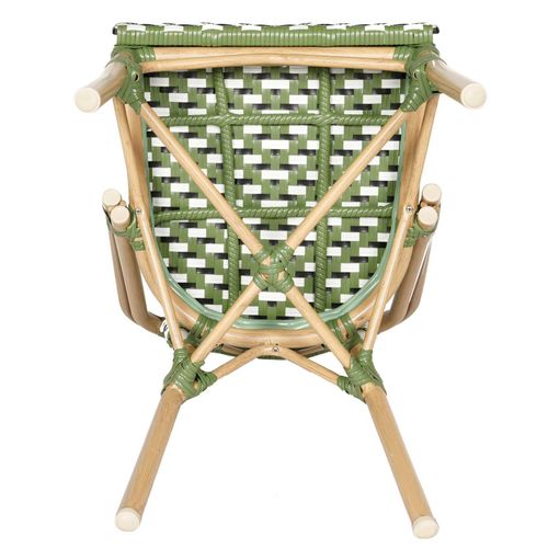 Chaise De Terrasse Style Parisien Aluminium Et Rotin Synthétique Vert