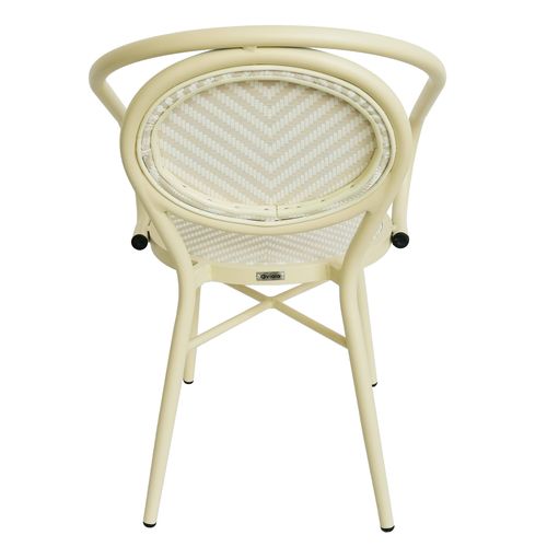 Chaise De Terrasse Style Bistrot Parisien En Aluminium Et Rotin Beige