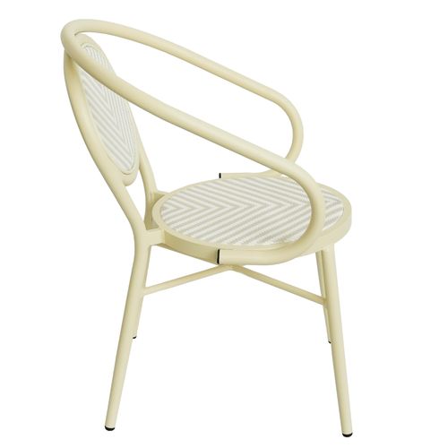Chaise De Terrasse Style Bistrot Parisien En Aluminium Et Rotin Beige