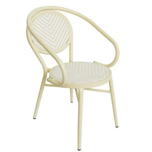 Chaise De Terrasse Style Bistrot Parisien En Aluminium Et Rotin Beige