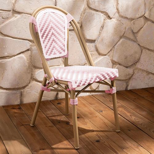 Chaise De Terrasse En Aluminium Et Rotin Synthétique Rose Auteuil