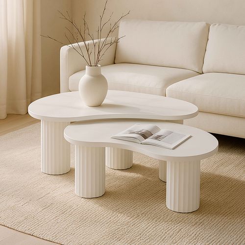 Table Basse Gigogne En Mélaminé Blanc