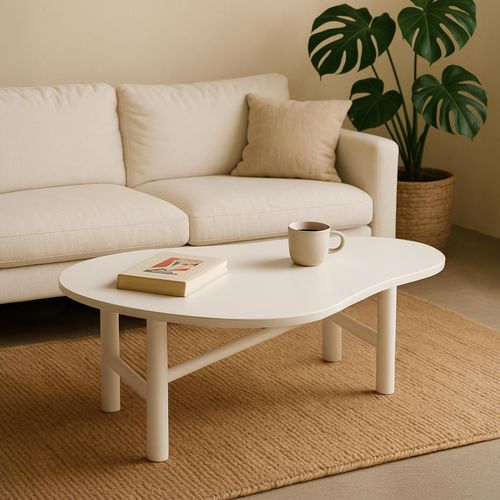 Table Basse Décor Mélaminé Écru