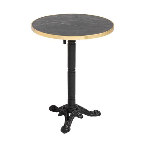 Table à Mange Ronde 60 Cm Inclinable Marbre Noir/doré Et Pied Noir