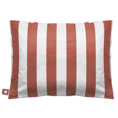 Pouf Rayé XXL Imperméable Coussin Géant 180x145 Cm Argile Et Blanc